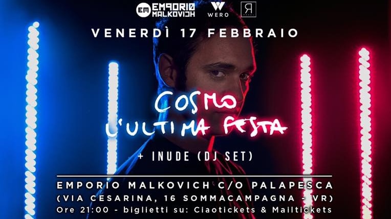 L ultima festa tour - Cosmo live al Palapesca di Sommacampagna - Concerti a Verona