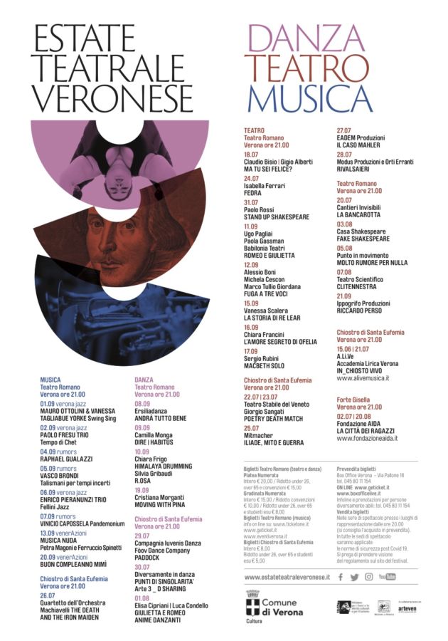La locandina della rassegna “Estate Teatrale Veronese 2020”