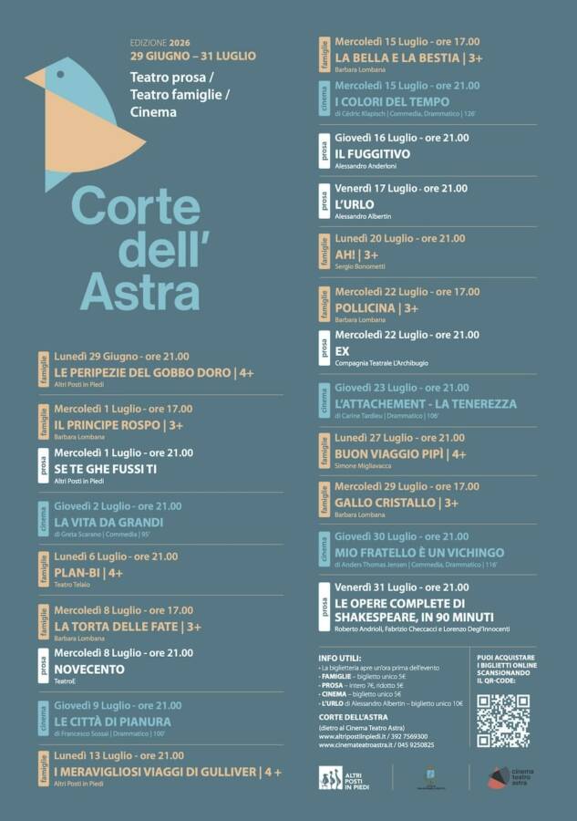 Programma cartellone corte dell’astra 2026
